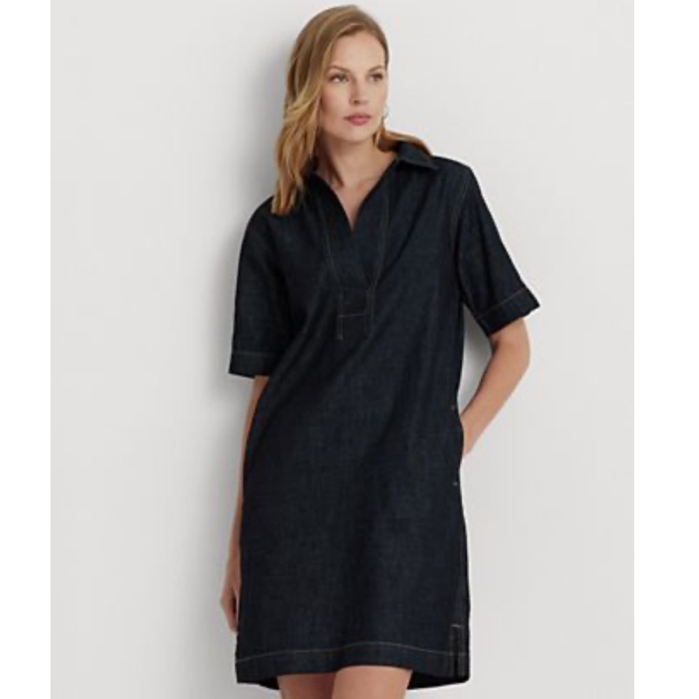 NWT Lauren Ralph Lauren Dark Denim Shift Dress Size XL